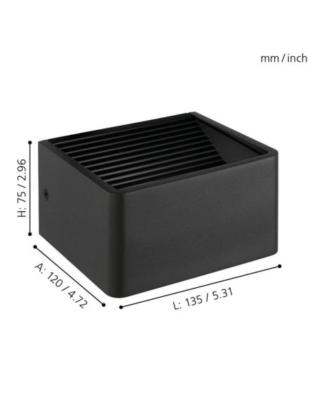 Applique LED 8x13,5cm DONINNI 1 6,2W 550lm 3000K IP55 Noir