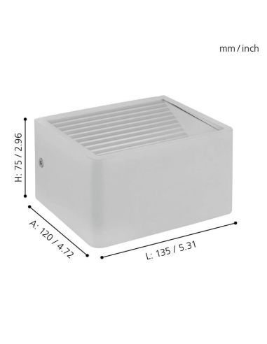Aplique LED 8x13,5cm DONINNI 1 6,2W 550lm 3000K IP55 Branco