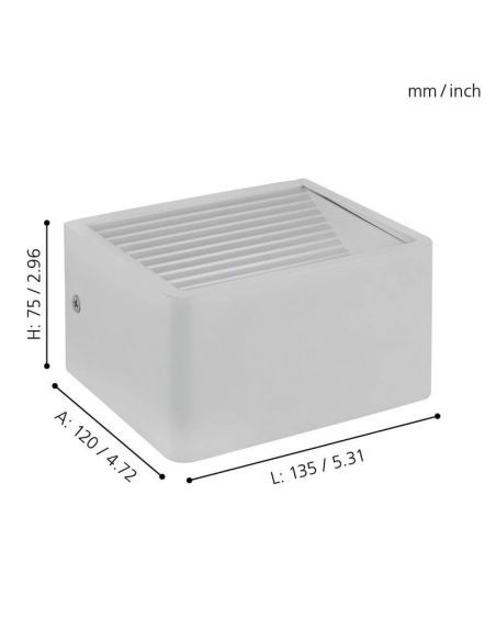 Aplique LED 8x13,5cm DONINNI 1 6,2W 550lm 3000K IP55 Branco