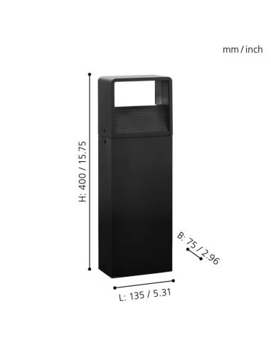 Farol Exterior LED Superfície 40cm DONINNI 1 6.2W 550lm 3000K IP65 Preto