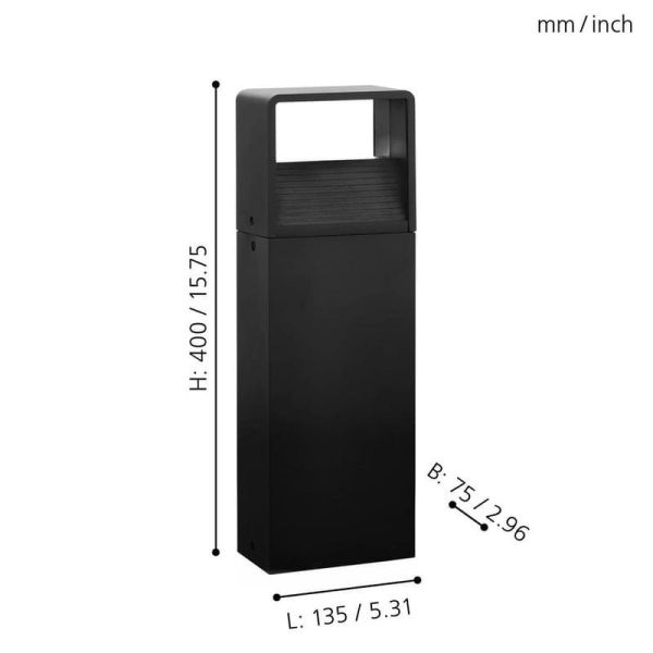 Baliza para Exterior Superficie LED 40cm DONINNI 1 6,2W 550lm 3000K IP65 Negro