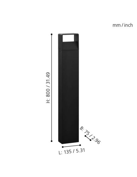 Poste para Exterior LED 80cm DONINNI 1 6,2W 550lm 3000K IP65 Negro