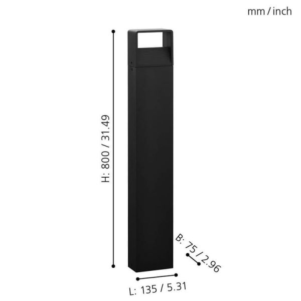 Poste exterior LED 80cm DONINNI 1 6.2W 550lm 3000K IP65 Preto