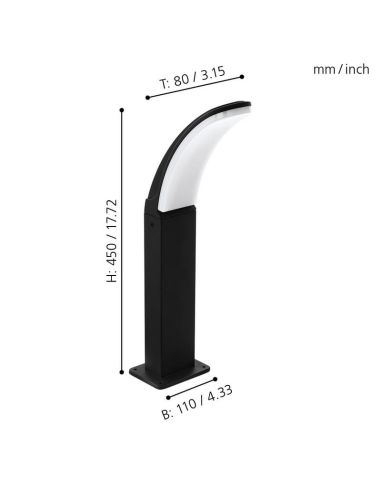 Baliza para Exterior LED de Superficie 45cm FIUMICINO 11,5W Luz Cálida 3000K 1200lm IP44