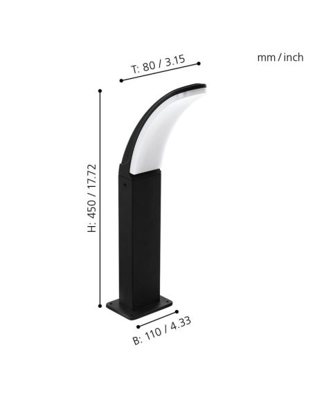 Baliza para Exterior LED de Superficie 45cm FIUMICINO 11,5W Luz Cálida 3000K 1200lm IP44