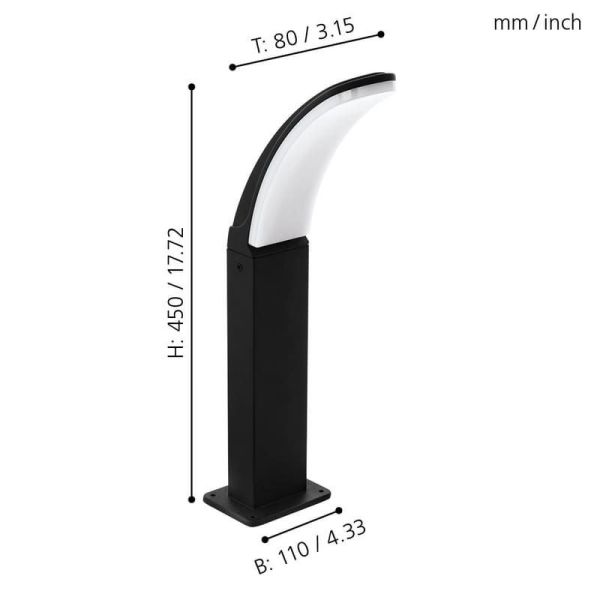 Baliza para Exterior LED de Superficie 45cm FIUMICINO 11,5W Luz Cálida 3000K 1200lm IP44