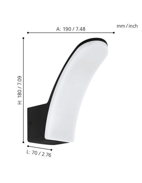 Aplique de Pared LED Moderno FIUMICINO Luz Cálida 3000K 11,5W 1200lm IP44