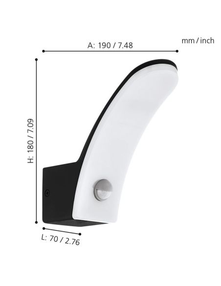 Aplique de Pared LED FIUMICINO con Sensor Movimiento Luz Cálida 3000K 11,5W IP44