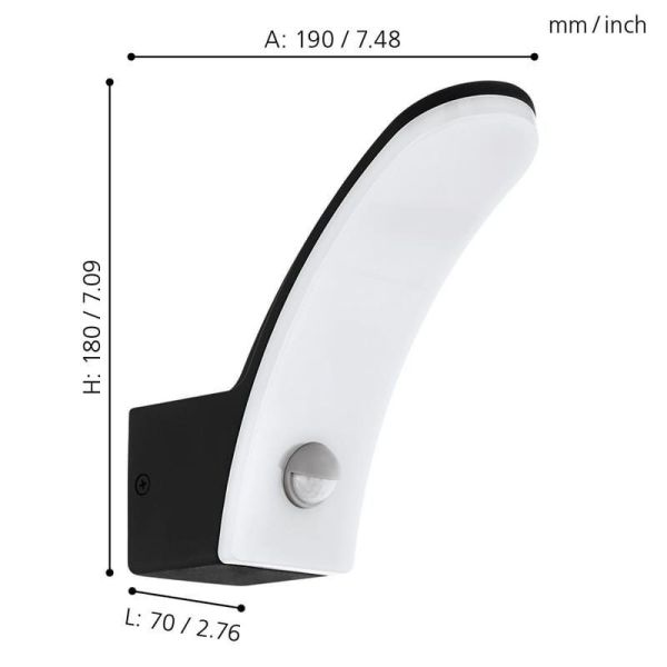 Applique murale LED FIUMICINO avec détecteur de mouvement Lumière chaude 3000K 11,5W IP44