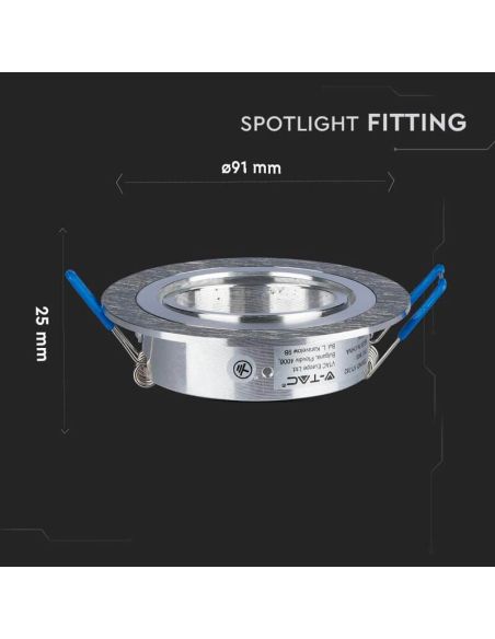 Anneau encastré inclinable MR16/GU10 -Plat rond- en acier poli Mesures Vtac | Léonleds