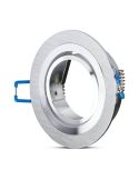 Aro Empotrable Basculante MR16/GU10 -Redondo Plano- de Acero Pulido Vtac | Leonleds