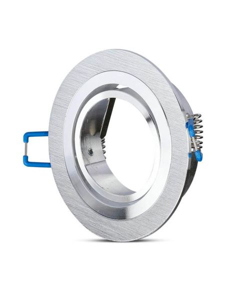 Aro Empotrable Basculante MR16/GU10 -Redondo Plano- de Acero Pulido Vtac | Leonleds