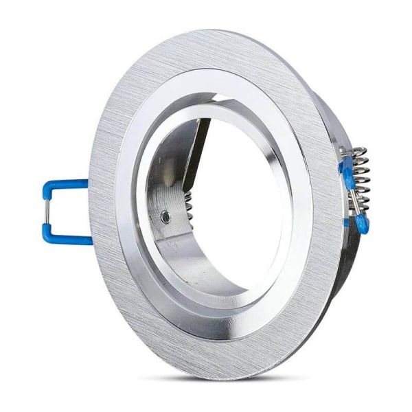 Aro Empotrable Basculante MR16/GU10 -Redondo Plano- de Acero Pulido Vtac | Leonleds