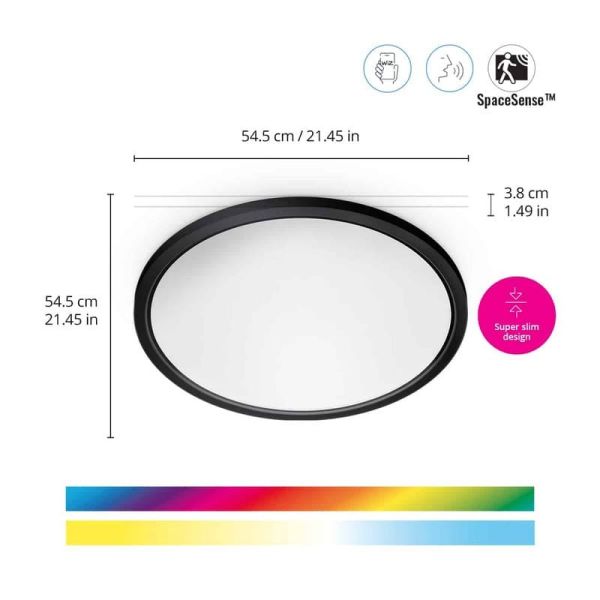 Plafón de techo inteligente LED SuperSlim 32W 3.750Lm 2200K - 6500K blanco o negro