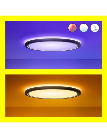Plafon LED inteligente SuperSlim 32W 3.750Lm 2200K - 6500K branco ou preto