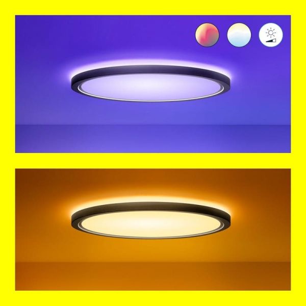 Plafon LED inteligente SuperSlim 32W 3.750Lm 2200K - 6500K branco ou preto