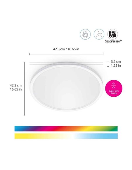 Plafón de techo inteligente LED SuperSlim 22W 2.600Lm 2200K - 6500K RGB blanco o negro