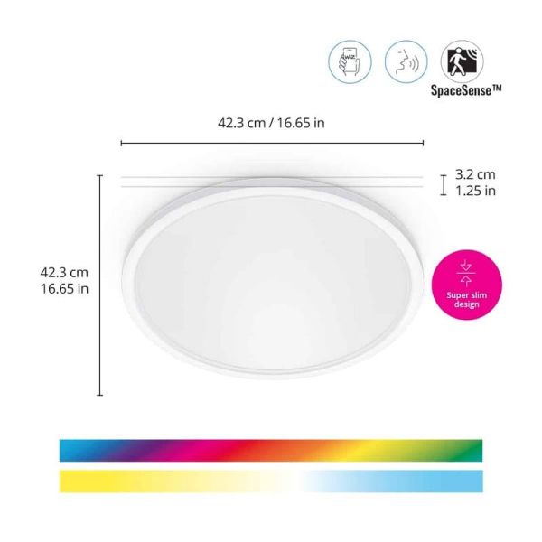 Plafón de techo inteligente LED SuperSlim 22W 2.600Lm 2200K - 6500K RGB blanco o negro
