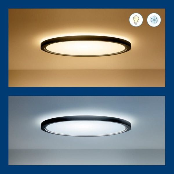 Plafón de techo inteligente LED SuperSlim 22W 2.600Lm 2200K - 6500K RGB blanco o negro