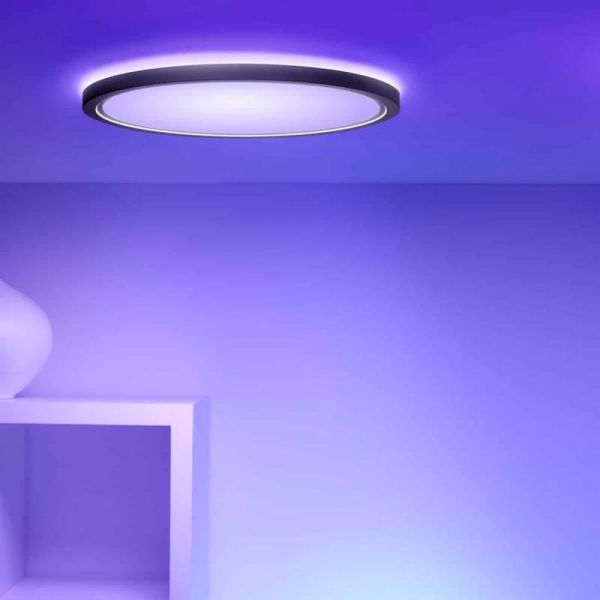 Plafon LED inteligente SuperSlim 22W 2.600Lm 2200K - 6500K RGB branco ou preto