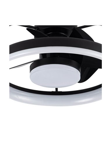 Ventilador de techo LED moderno STRIKE negro 50W 4800Lm con 3 tonos de blancos