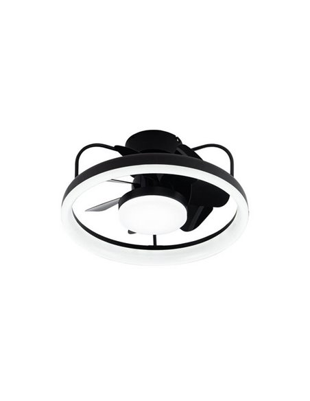 Ventilador de techo LED moderno STRIKE negro 50W 4800Lm con 3 tonos de blancos