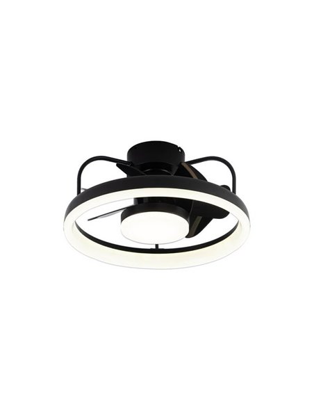 Ventilador de techo LED moderno STRIKE negro 50W 4800Lm con 3 tonos de blancos