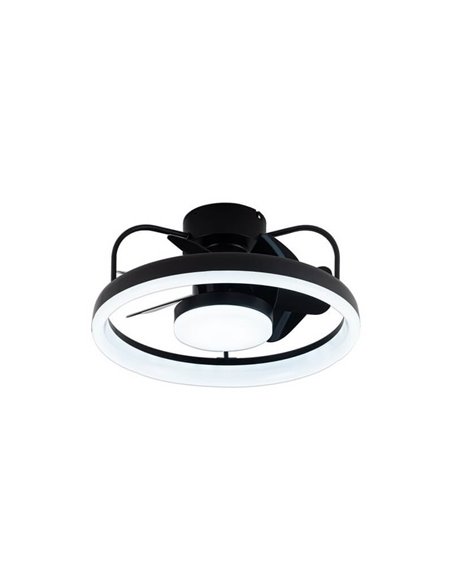 Ventilador de techo LED moderno STRIKE negro 50W 4800Lm con 3 tonos de blancos