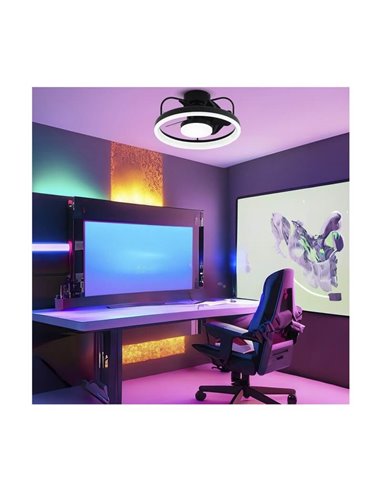 Ventilador de techo LED moderno STRIKE negro 50W 4800Lm con 3 tonos de blancos