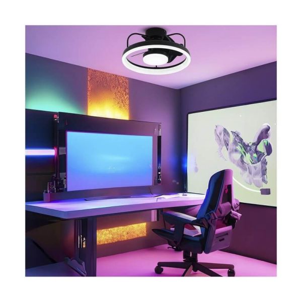 Ventilador de techo LED moderno STRIKE negro 50W 4800Lm con 3 tonos de blancos