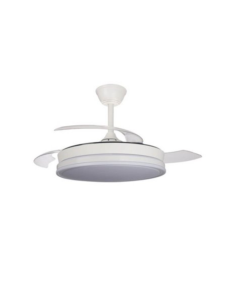 Ventilateur de Plafond LED à pales rétractables SUPERECO Blanc 45W 4400Lm CCT