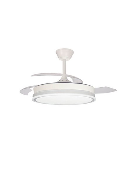 Ventilateur de Plafond LED à pales rétractables SUPERECO Blanc 45W 4400Lm CCT