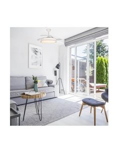 Ventilador de Techo LED aspas retráctiles SUPERECO Blanco 45W 4400Lm CCT 2