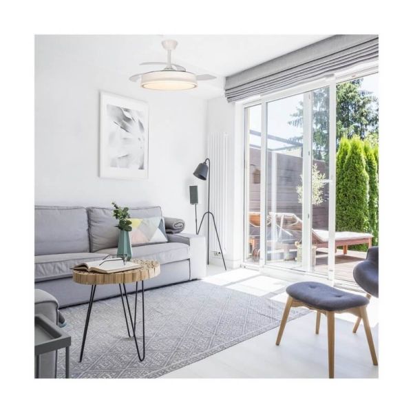 Ventilador de Techo LED aspas retráctiles SUPERECO Blanco 45W 4400Lm CCT