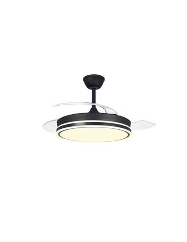 Ventilador de teto LED lâminas retráteis SUPERECO Preto 45W 4400Lm CCT