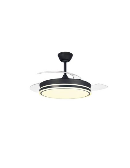 Ventilador de teto LED lâminas retráteis SUPERECO Preto 45W 4400Lm CCT