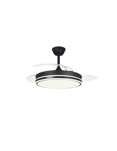 Ventilateur de Plafond LED Pales Rétractables SUPERECO Noir 45W 4400Lm CCT