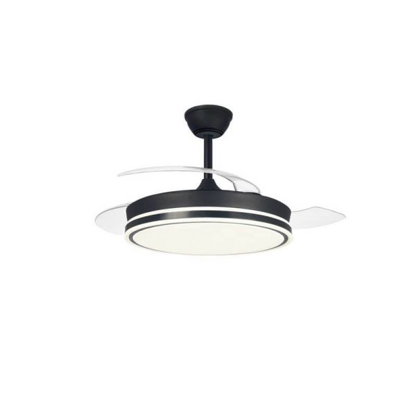 Ventilateur de Plafond LED Pales Rétractables SUPERECO Noir 45W 4400Lm CCT