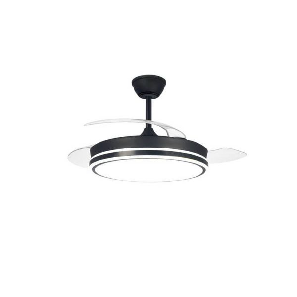 Ventilador de Techo LED aspas retráctiles SUPERECO Negro 45W 4400Lm CCT