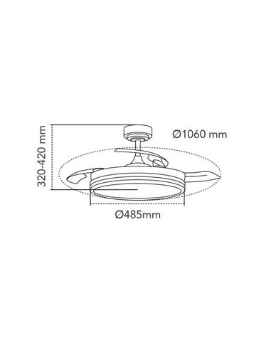 Ventilador de Techo LED aspas retráctiles SUPERECO Negro 45W 4400Lm CCT