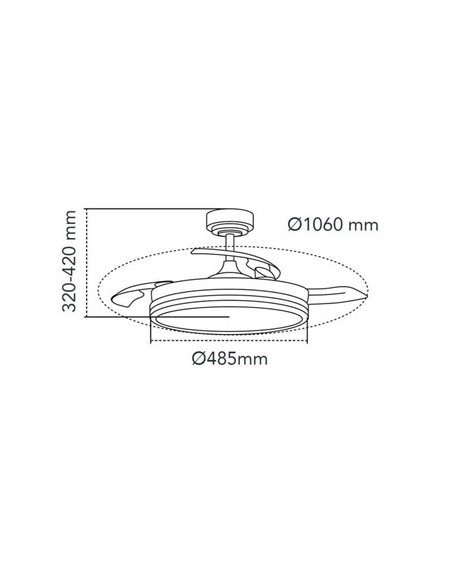 Ventilador de Techo LED aspas retráctiles SUPERECO Negro 45W 4400Lm CCT