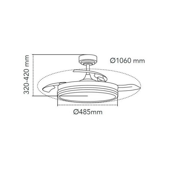 Ventilador de Techo LED aspas retráctiles SUPERECO Negro 45W 4400Lm CCT
