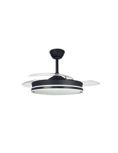 Ventilador de Techo LED aspas retráctiles SUPERECO Negro 45W 4400Lm CCT