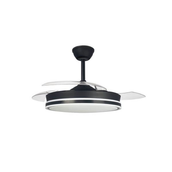 Ventilador de Techo LED aspas retráctiles SUPERECO Negro 45W 4400Lm CCT