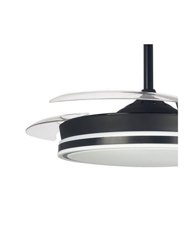 Ventilador de Techo LED aspas retráctiles SUPERECO Negro 45W 4400Lm CCT