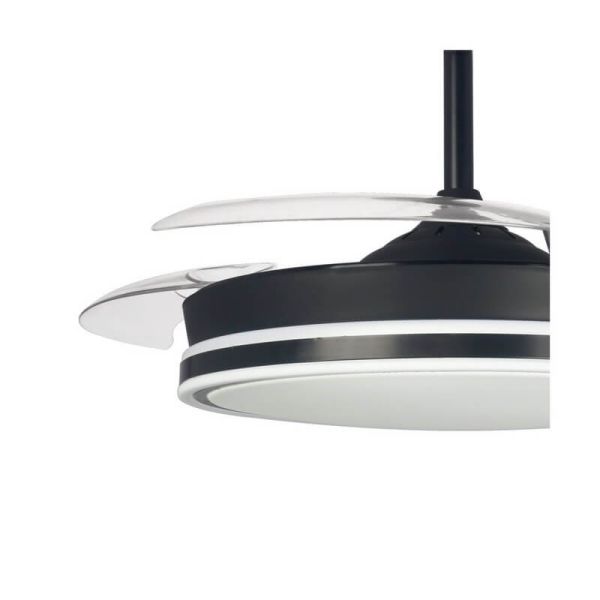 Ventilador de teto LED lâminas retráteis SUPERECO Preto 45W 4400Lm CCT