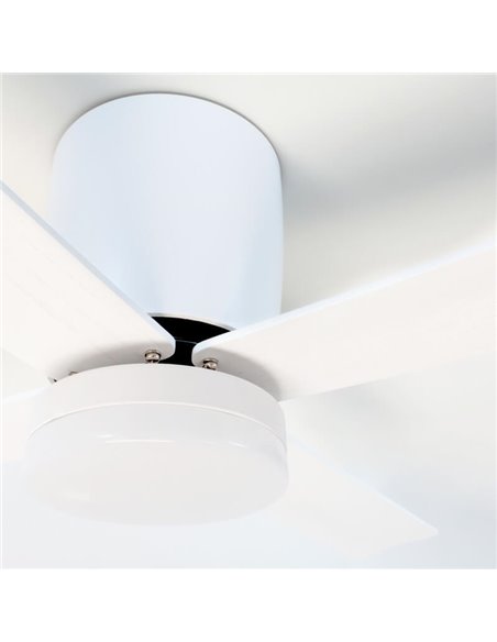 Ventilador DC SURAT blanco LED 18W 1600 Lm, con 4 aspas largas  47w potencia CCT Dim