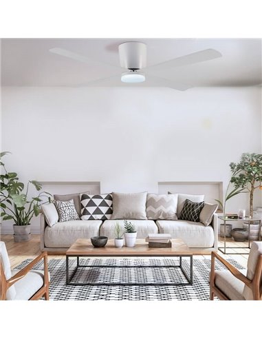 Ventilador DC SURAT blanco LED 18W 1600 Lm, con 4 aspas largas  47w potencia CCT Dim