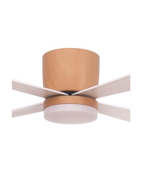 Ventilador LED DC SURAT madera 18W 1600 Lm, con 4 aspas largas 46W potencia CCT