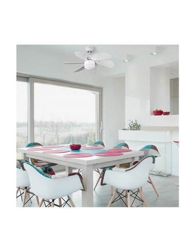 Ventilador AC TABIT blanco 6 aspas con luz 1xE27 para habitación pequeña